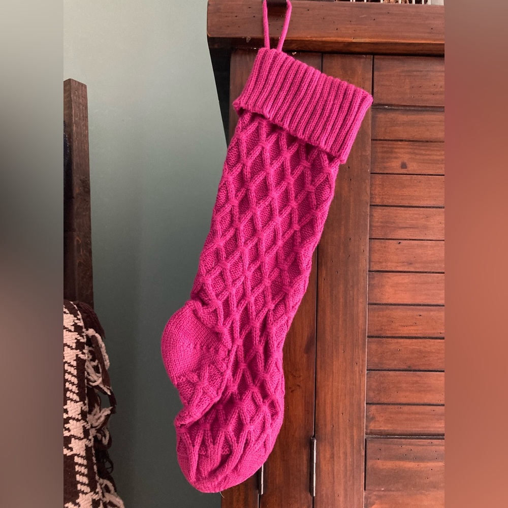 Dark Pink Sweater Knit Stocking 19"